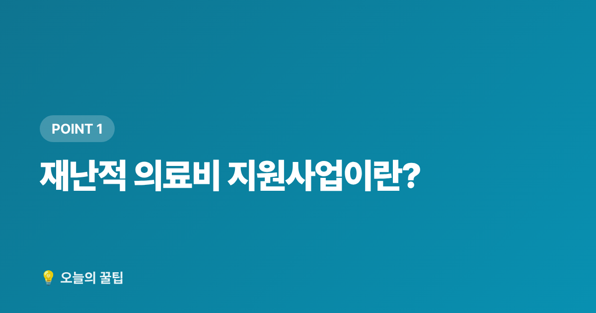 재난적 의료비 지원사업이란? - 재난적 의료비 지원사업 신청 자격·금액·방법 총정리