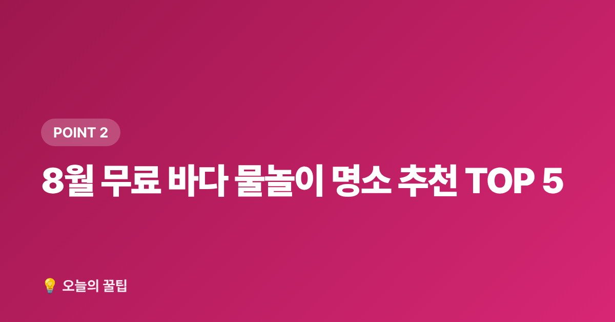8월 무료 바다 물놀이 명소 추천 TOP 5 - 여름 바다 vs 계곡 추천 명소: 8월 무료 물놀이 총정리