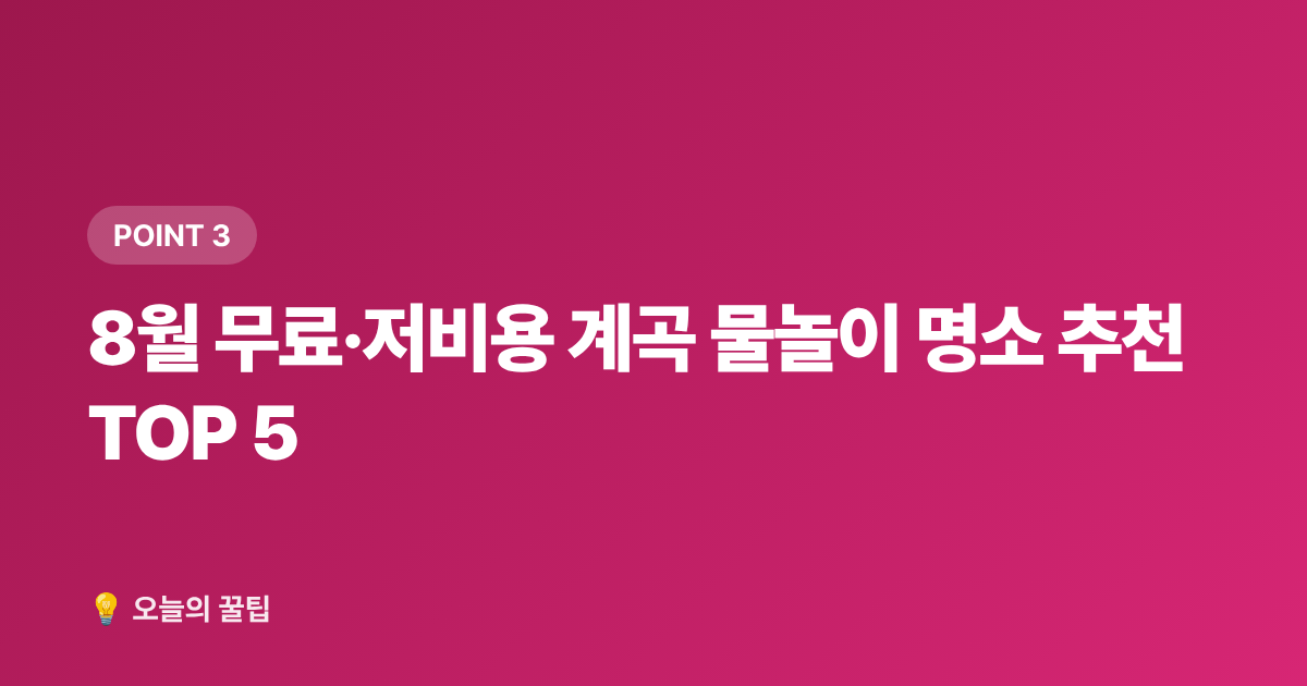 8월 무료·저비용 계곡 물놀이 명소 추천 TOP 5 - 여름 바다 vs 계곡 추천 명소: 8월 무료 물놀이 총정리