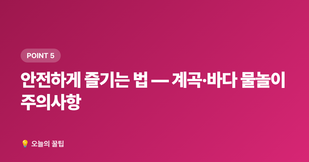 안전하게 즐기는 법 — 계곡·바다 물놀이 주의사항 - 여름 바다 vs 계곡 추천 명소: 8월 무료 물놀이 총정리