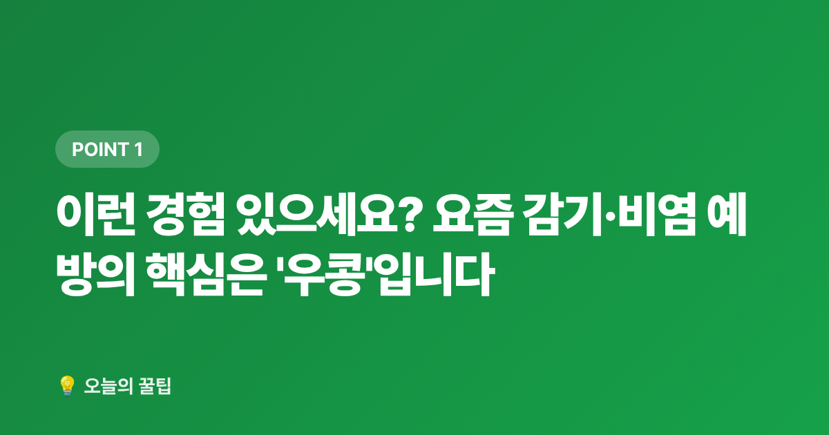 이런 경험 있으세요? 요즘 감기·비염 예방의 핵심은 '우콩'입니다 - 2026 감기·비염 예방 우콩 건강식품 추천 TOP5 및 영양제 구매가이드