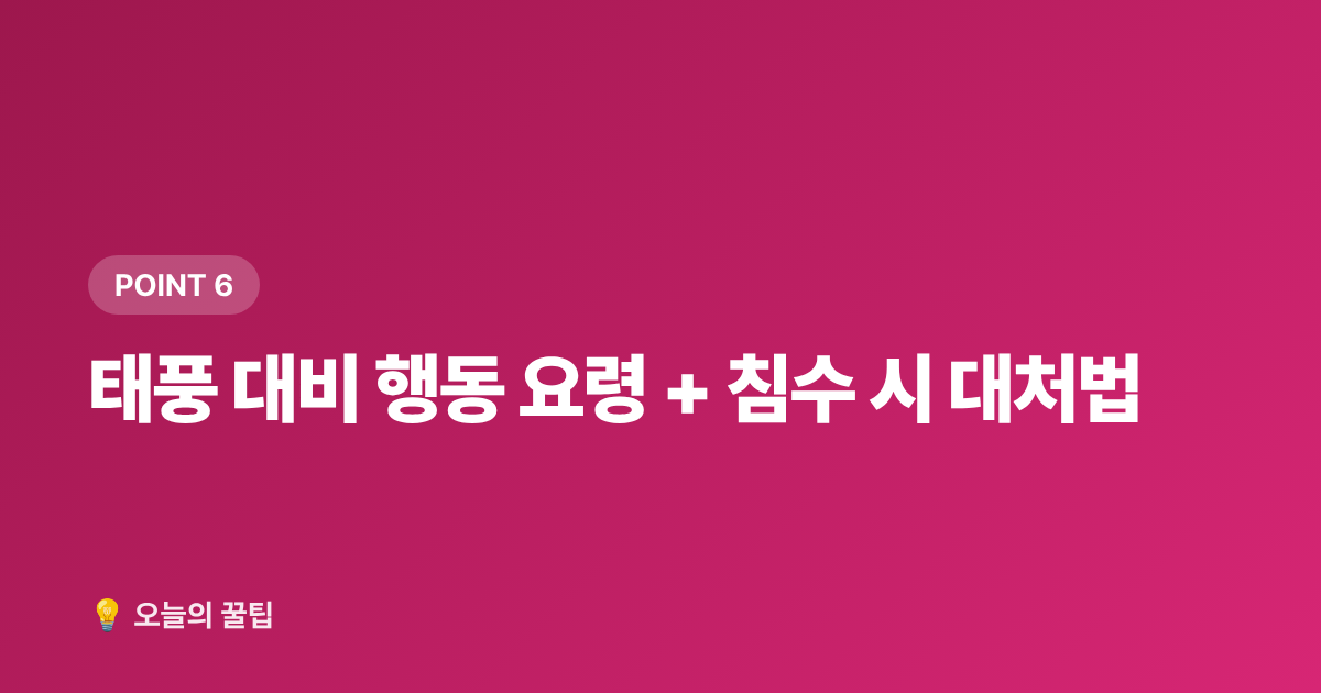 태풍 대비 행동 요령 + 침수 시 대처법 - 태풍·집중호우 대비 침수 방지 용품 완전 선택 가이드 (2026)