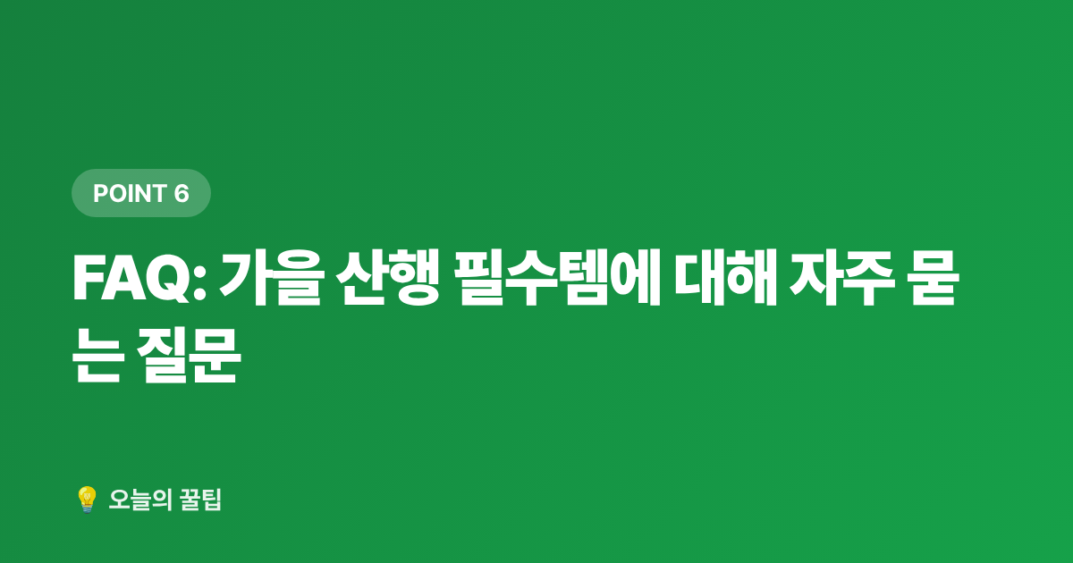 FAQ: 가을 산행 필수템에 대해 자주 묻는 질문 - 2026 가을 야외활동 필수템 추천 — 등산화·백팩·방충용품 선택 가이드