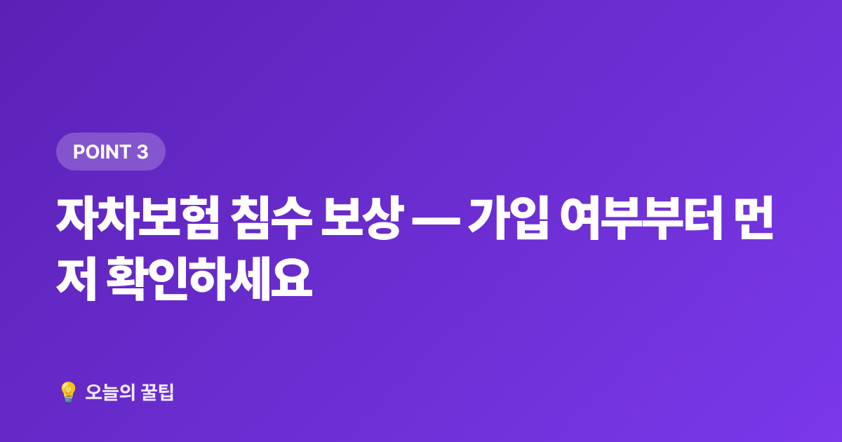 자차보험 침수 보상 — 가입 여부부터 먼저 확인하세요 - 차량 침수 예방 완벽 가이드 — 태풍 전 체크리스트
