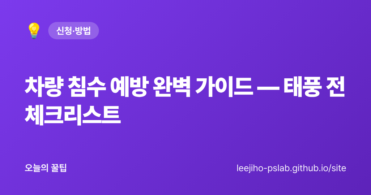 차량 침수 예방 완벽 가이드 — 태풍 전 체크리스트 - 오늘의 꿀팁 대표 이미지