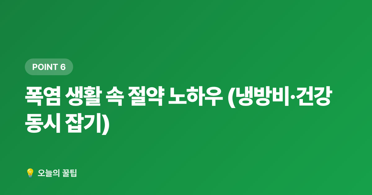 폭염 생활 속 절약 노하우 (냉방비·건강 동시 잡기) - 폭염 온열질환 예방 생활수칙 총정리