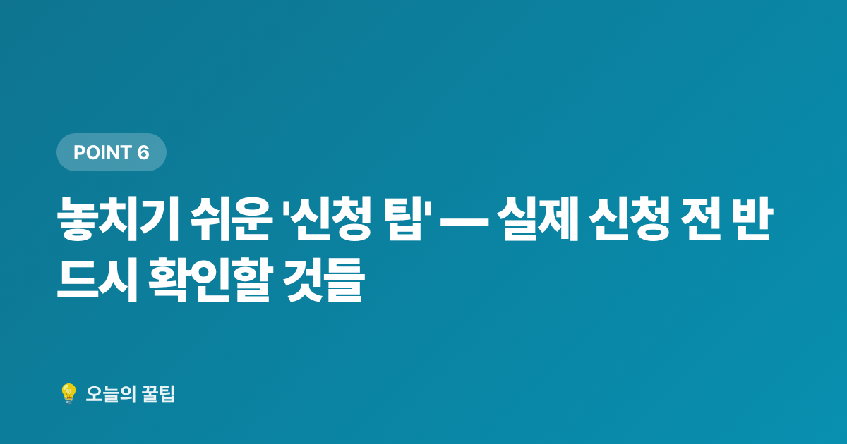 놓치기 쉬운 '신청 팁' — 실제 신청 전 반드시 확인할 것들 - 9월 정부지원금 신청 기한 총정리 — 놓치면 손해보는 환급·보조금