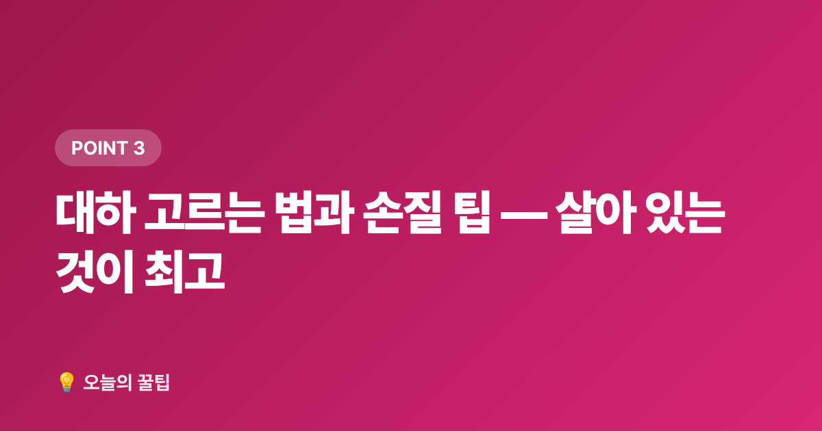 대하 고르는 법과 손질 팁 — 살아 있는 것이 최고 - 9월 제철음식 미리보기: 전어·대하·무화과 고르는 법과 손질 팁