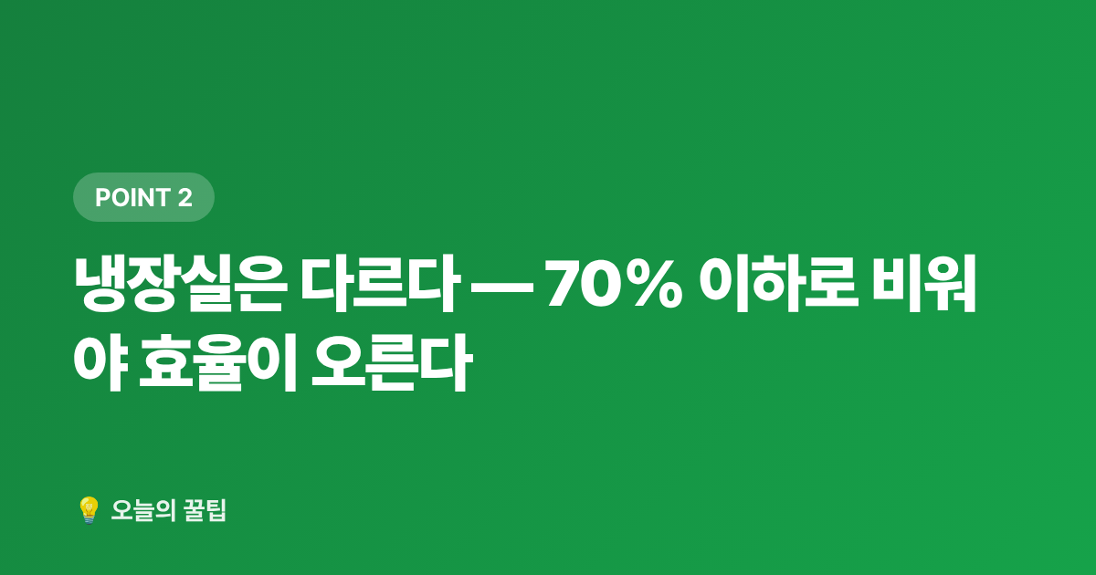 냉장실은 다르다 — 70% 이하로 비워야 효율이 오른다 - 냉동실 꽉 채우면 전기세 절약? 냉장고 효율 높이는 여름 정리법