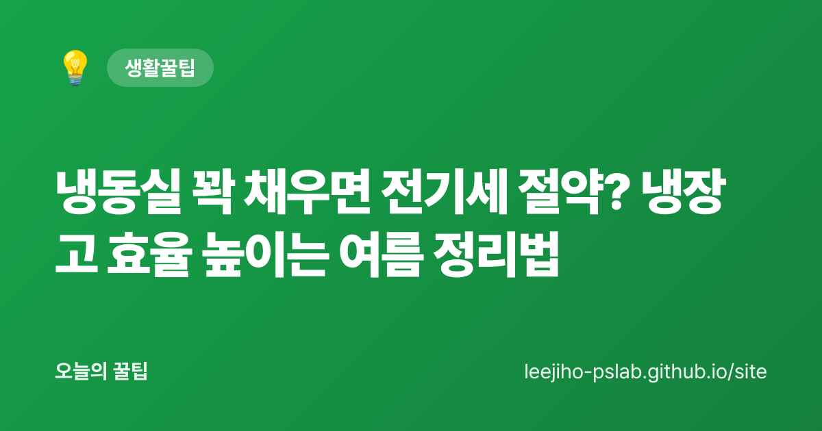 냉동실 꽉 채우면 전기세 절약? 냉장고 효율 높이는 여름 정리법 - 오늘의 꿀팁 대표 이미지