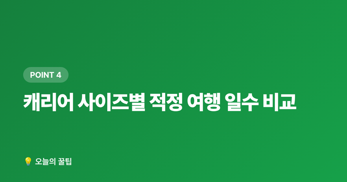 캐리어 사이즈별 적정 여행 일수 비교 - 휴가 짐꾸리기 완전정복: 패킹법·캐리어·비치백 선택 기준